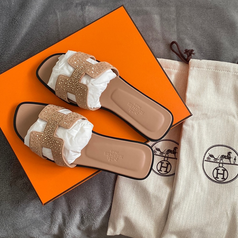 Hermes rhinestone oran sandals